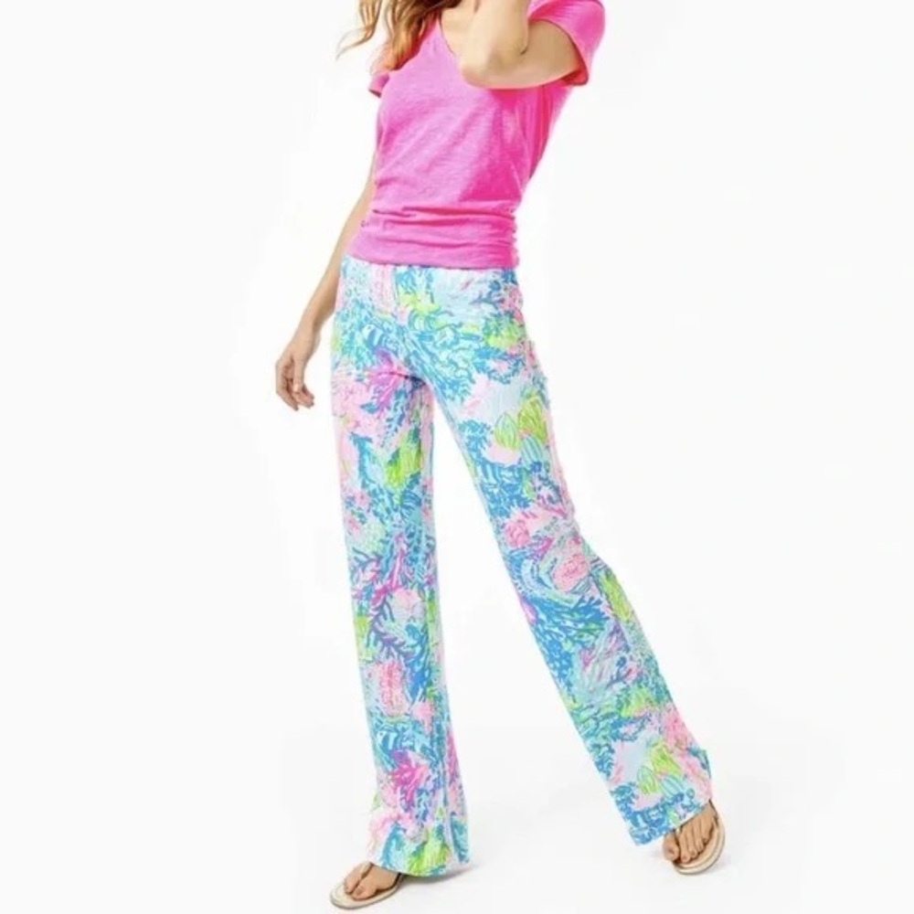 NWT Lilly Pulitzer Georgia May Palazzo Pant in “Fished My Wish” Print, sz S